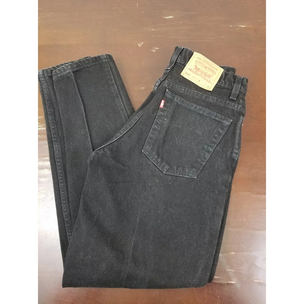 Vtg 90s Black Levi's 550 Mom Jeans women's 11 Med High Waisted Made in USA 30x31